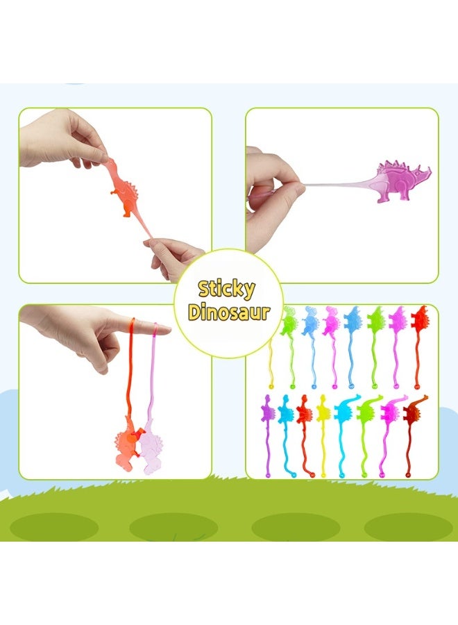 عبوة من 20 لعبة ديناصور قابلة للتمدد والانحناء بألوان ممتعة، أيادي لاصقة مطاطية مرحة، أصابع لاصقة، قابلة للتمدد، ذات ملمس لزج ولين، لعبة لتخفيف التوتر والقلق، مثالية كهدايا لحفلات الأطفال. - Image 2